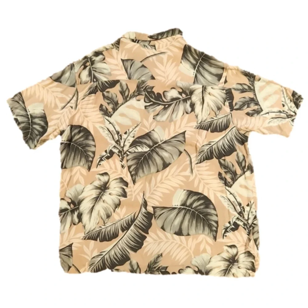 PANAMA Jack Tan & Green Leaf Print Button-Up Shirt